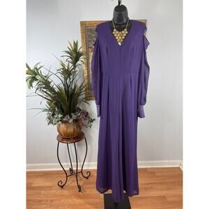 ashro purple dress Ashro Women's Free Size Purple Long Kaftan Dress Side Slit Flutter Sleeves Satin